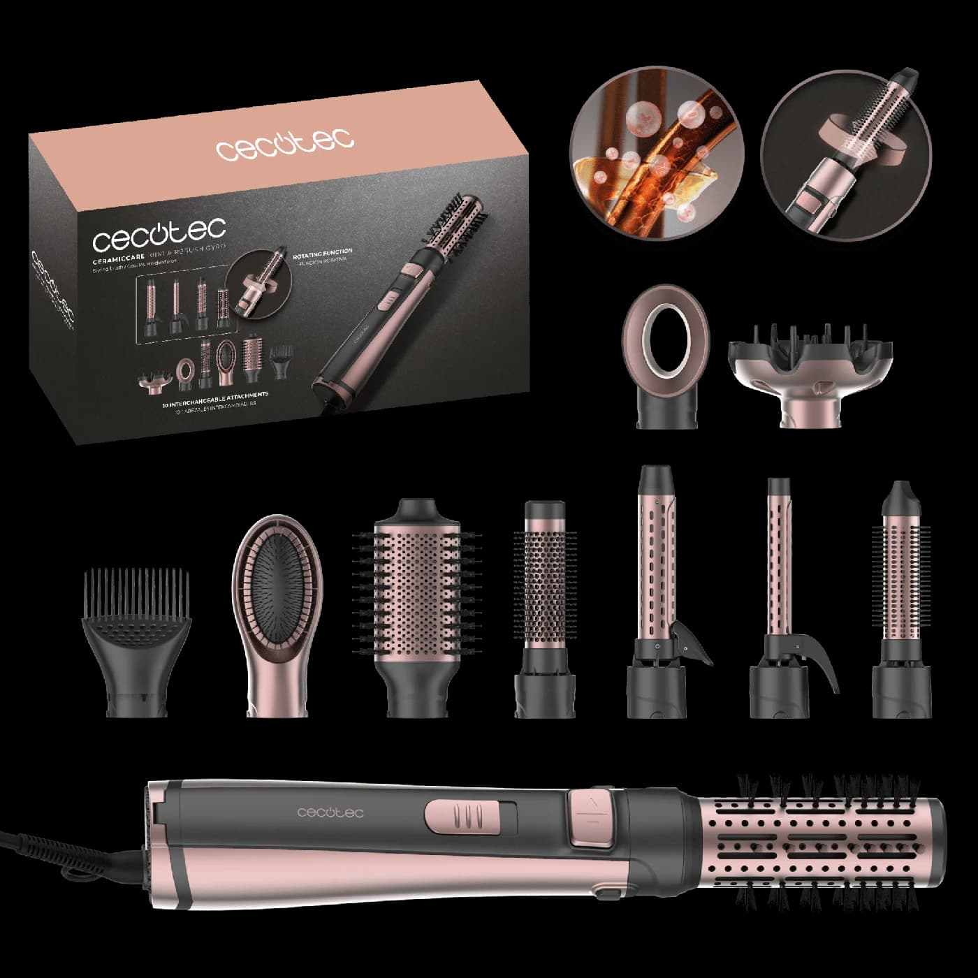 Cepillo de aire Cecotec CeramicCare 10in1 AirBrush Gyro